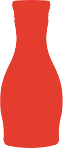 Califia Farms's curvy bottle filled in red against a white background