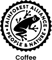 Rainforest Alliance Certified Coffee logo indicating item is rainforest alliance coffee certified